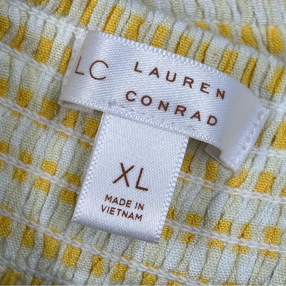 Lauren Conrad Womens Midi Sundress Sz XL Smocked Stretch Gauzy Gingham Coquette - Picture 11 of 12